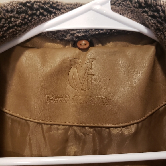 VG Collection Womens Aviator Pilot Jacket Faux Suede Shearling Collar M Italy - Picture 7 of 9